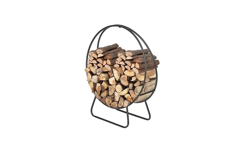 Slickblue Black Sand Pattern Iron Fireplace Firewood Stand – 4 Feet Long, 24 Inches High