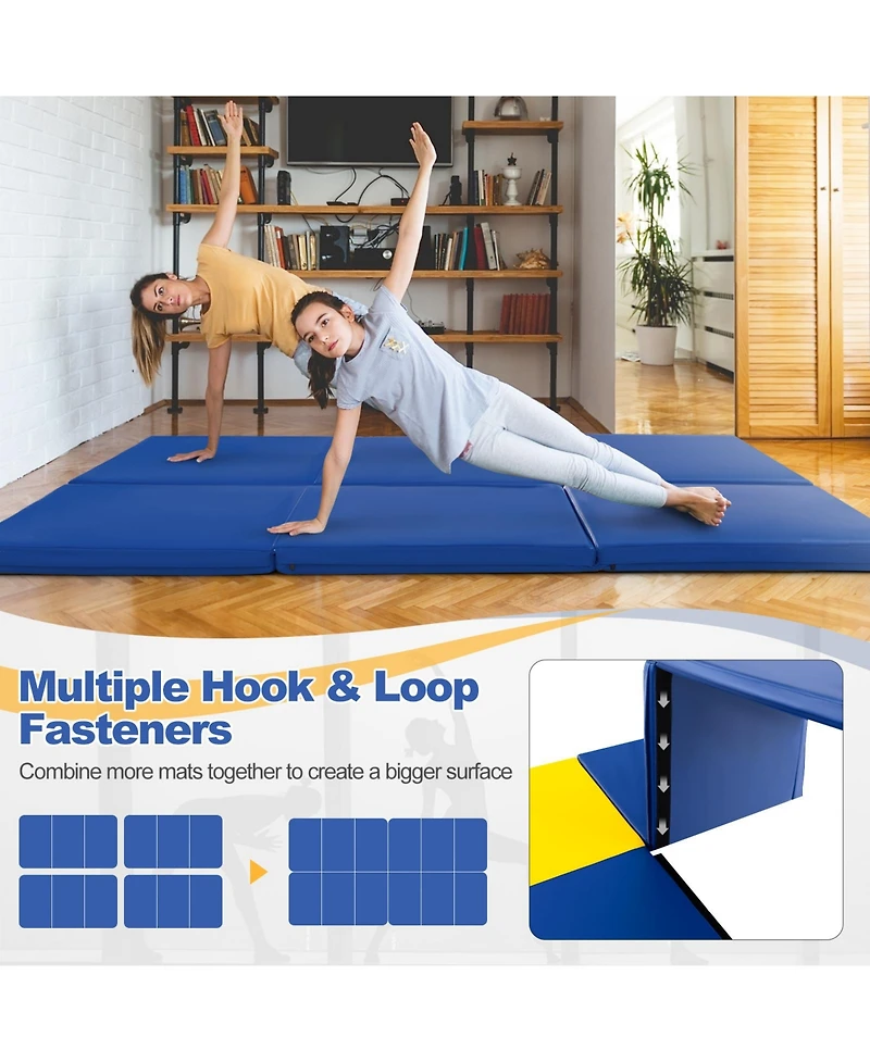 Hongge 6 x 2 Ft Tri-Fold Gym Mat with Handles and Removable Zippered Cover