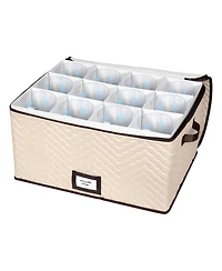 Florida Brands Wine Glass Storage Box with Dividers and 5"W cells - Holds 12 Wine Glasses up to 10" Tall
