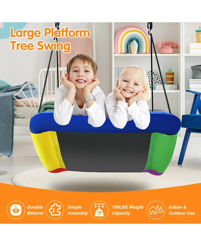 Hongge 700lb Giant 60 Inch Platform Tree Swing for Kids and Adults-Multicolor