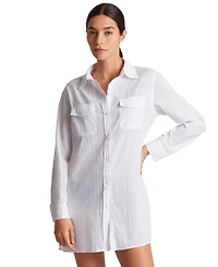 Lauren Ralph Women's Classic Camp Shirt Swim Cover-Up