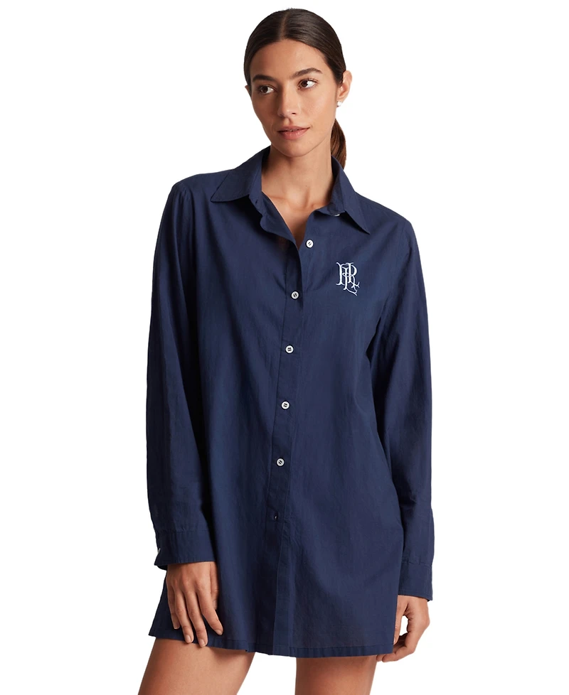 Lauren Ralph Lauren Women's Logo Embroidered Shirt Swim Cover-Up