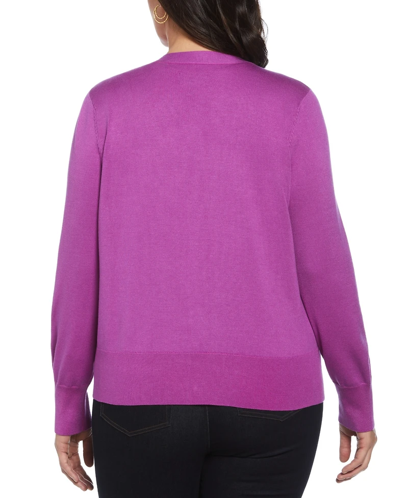 Rafaella Plus Size Enamel Button Cardigan Sweater
