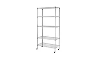Slickblue 5-Tier Nsf-Certified Steel Wire Shelving with Wheels - Chrome