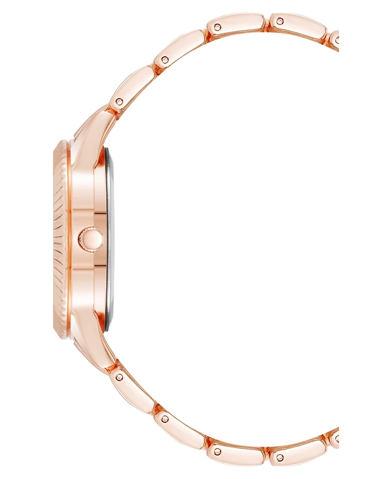 Steve Madden Women's Coin Edge Rose Gold-Tone Alloy Metal Bracelet Watch, 36mm