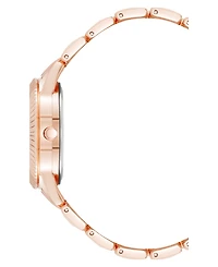 Steve Madden Women's Coin Edge Rose Gold-Tone Alloy Metal Bracelet Watch, 36mm