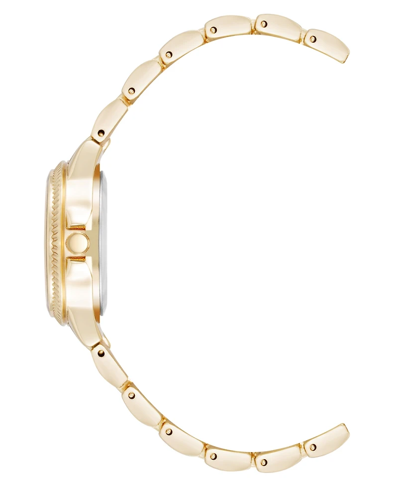 Steve Madden Women's Everyday Black and Gold-Tone Alloy Metal Bracelet Watch, 30mm