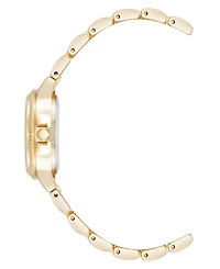 Steve Madden Women's Everyday Black and Gold-Tone Alloy Metal Bracelet Watch, 30mm