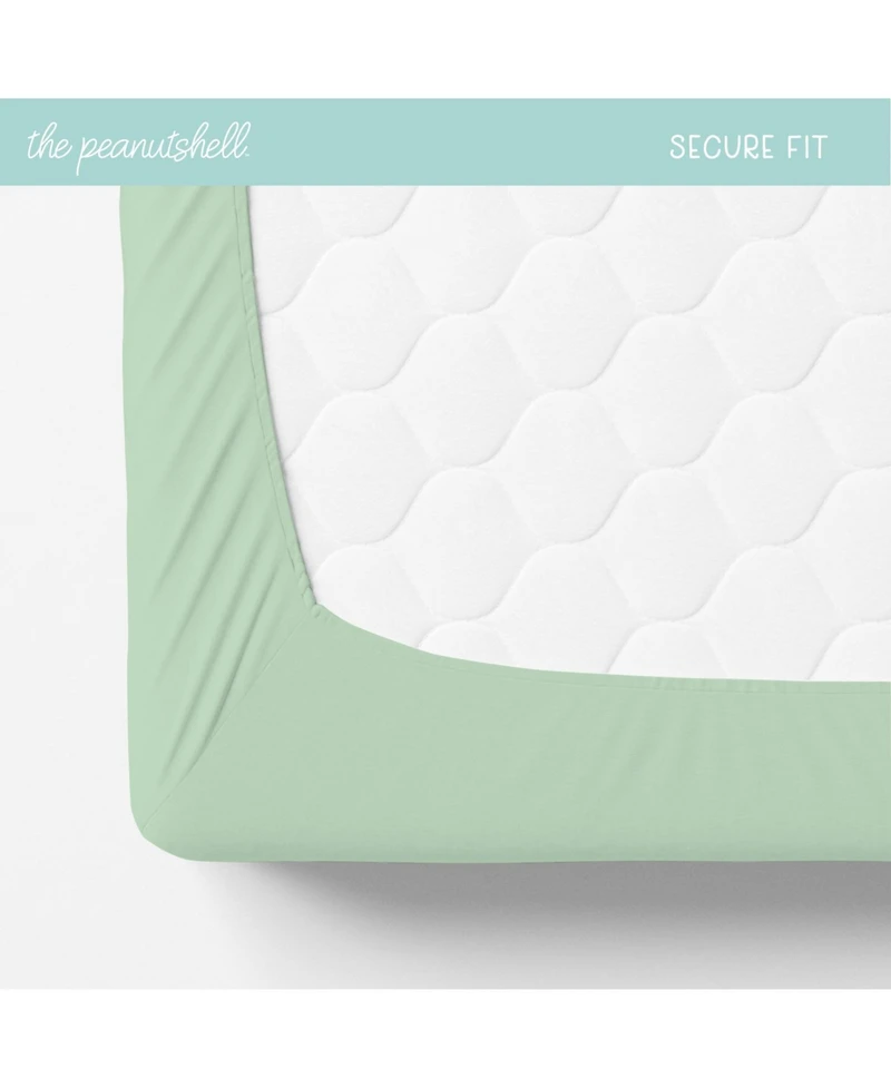The Peanutshell Green Dino Bassinet Sheets for Newborn Baby Boy & Baby Girl, 4 Pack Set