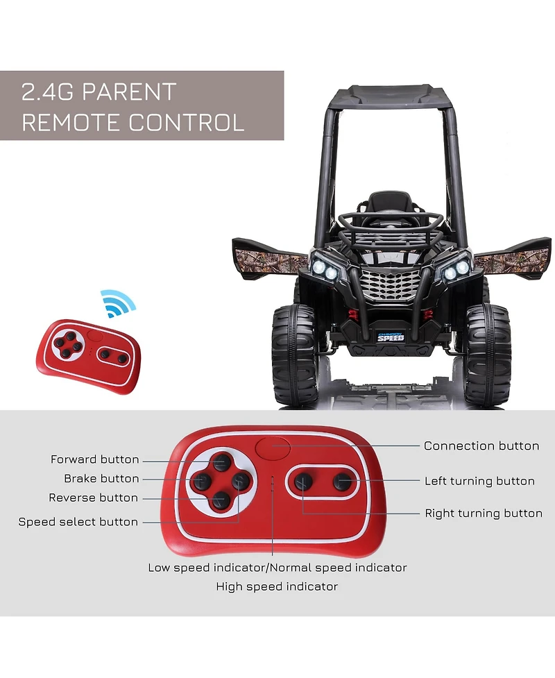 Aosom 12V Kids Utv with Music, Lights, MP3/Usb, Suspension,