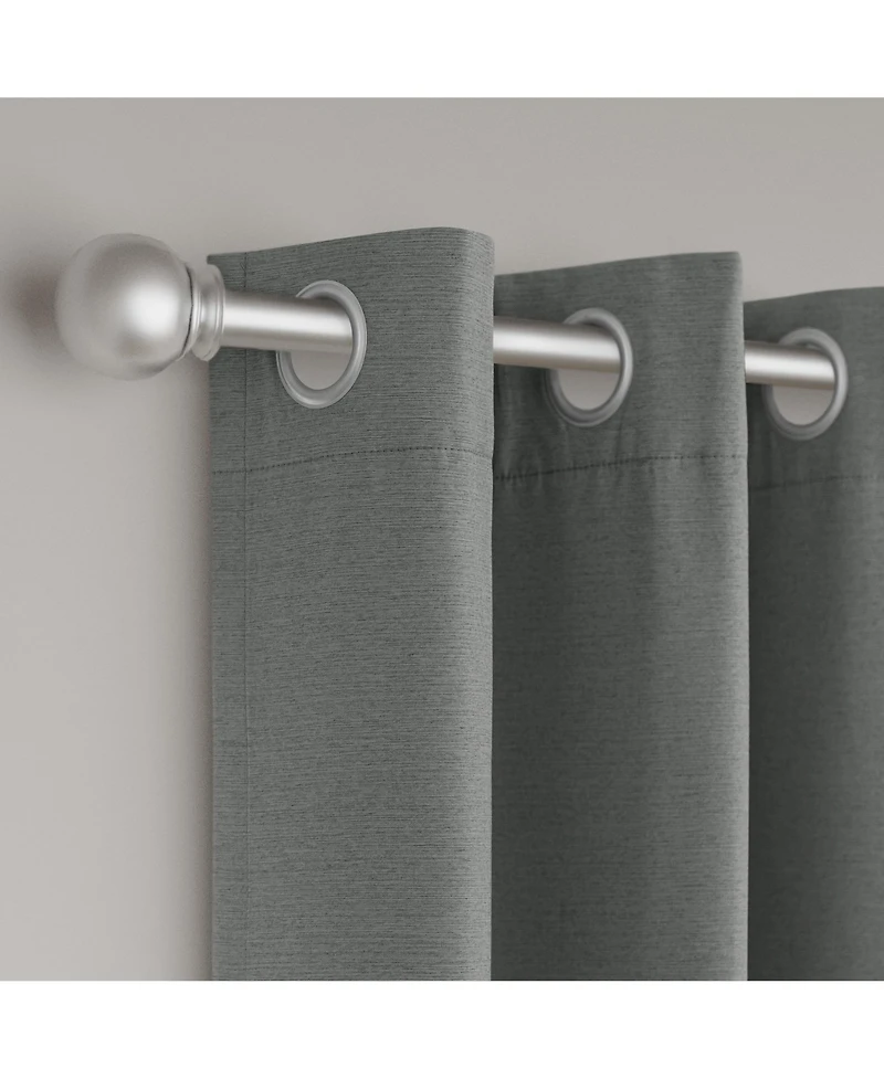 Brushed Serengeti Stria 100% Blackout Grommet Pair (2 panels