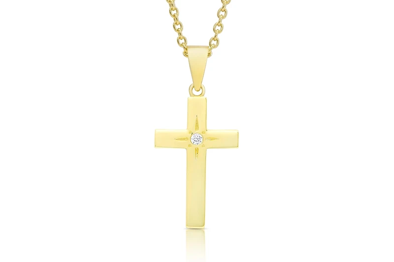 Lily Nily Girls 18K Gold Plated Cz Cross Necklace