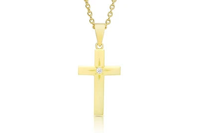Lily Nily Girls 18K Gold Plated Cz Cross Necklace