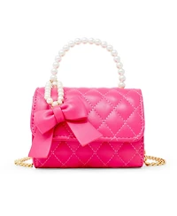 Tiny Treats + Zomi Gems Girls Quilted Pearl Handle Bow Ribbon Handbag