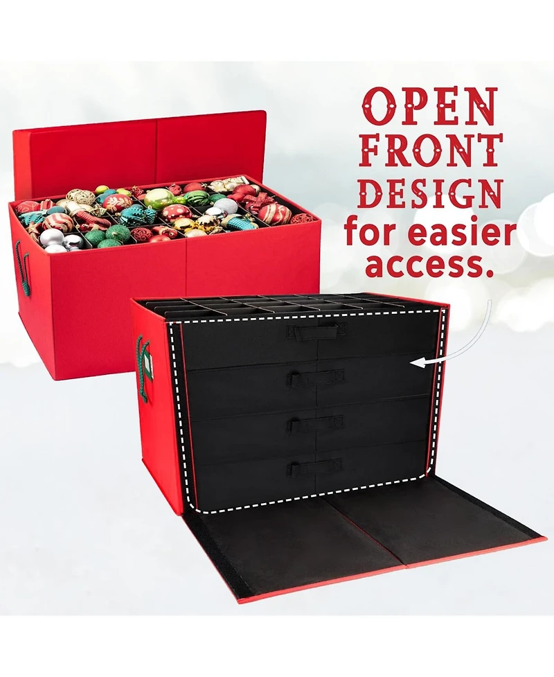 Florida Brands Christmas Ornament Storage Box with Dividers and 4 Removable Trays Stores up to 96-3" Ornaments