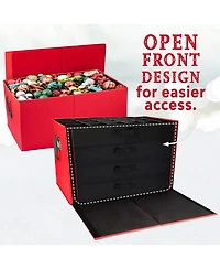Florida Brands Christmas Ornament Storage Box with Dividers and 4 Removable Trays Stores up to 96-3" Ornaments