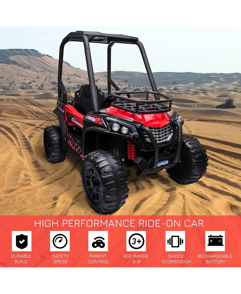 Aosom 12V Kids Utv with Music, Lights, MP3/Usb, Suspension,