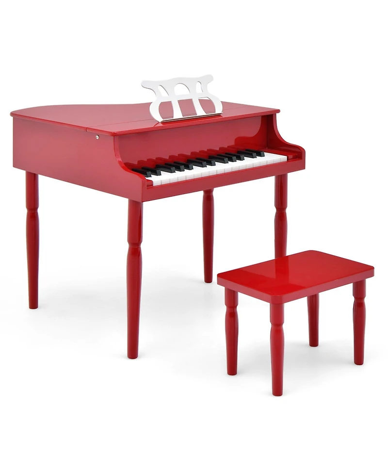 Hongge 30-Key Wood Toy Kids Grand Piano with Bench and Music Rack