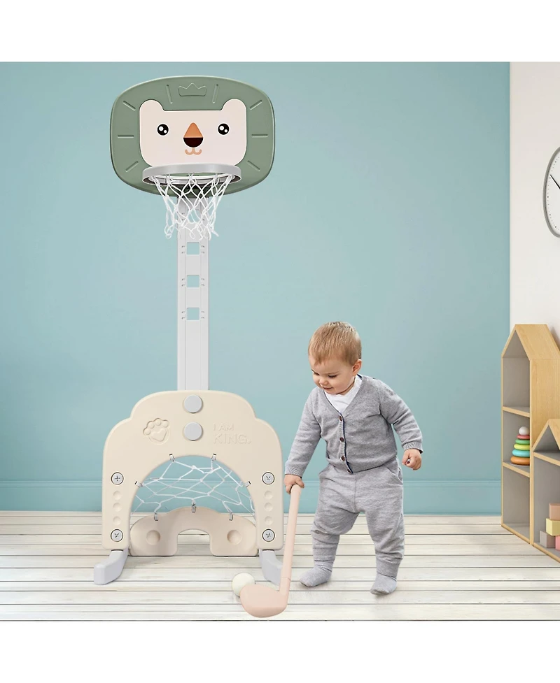 Hongge 3-in-1 Adjustable Kids Basketball Hoop Sports Set