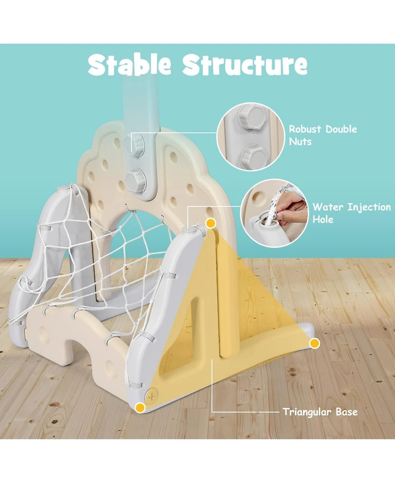 Hongge 3-in-1 Adjustable Kids Basketball Hoop Sports Set