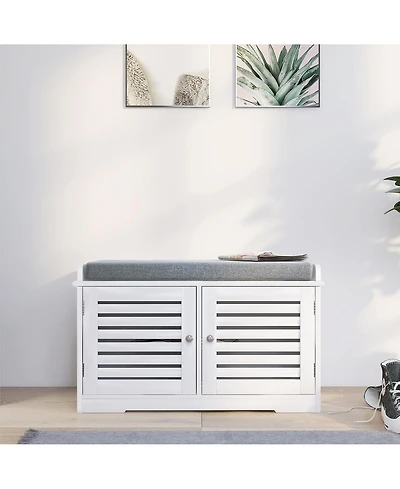 Streamdale Modern Shoe Organizer Bench with Two-Compartment Storage