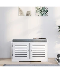 Streamdale Modern Shoe Organizer Bench with Two-Compartment Storage