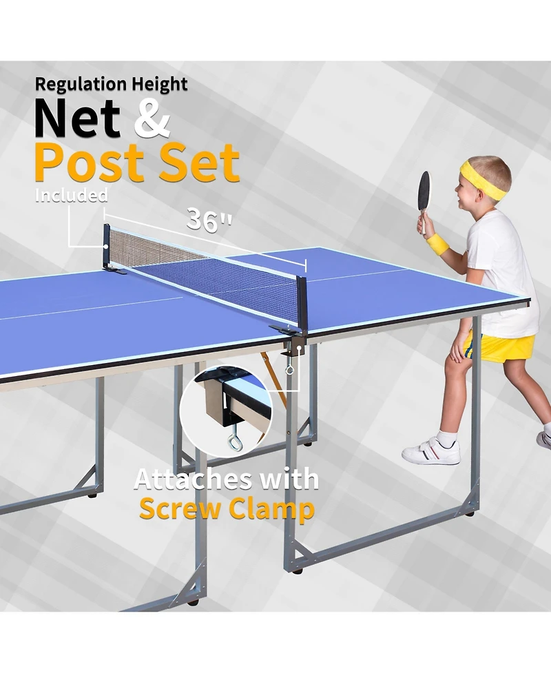 Slickblue 6FT Portable Table Tennis Table Set – Foldable Ping Pong Table for Indoor & Outdoor