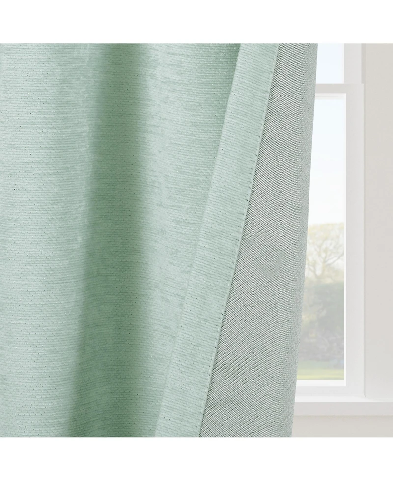 Chenille Solid Room Darkening Back Tab Curtain Panel