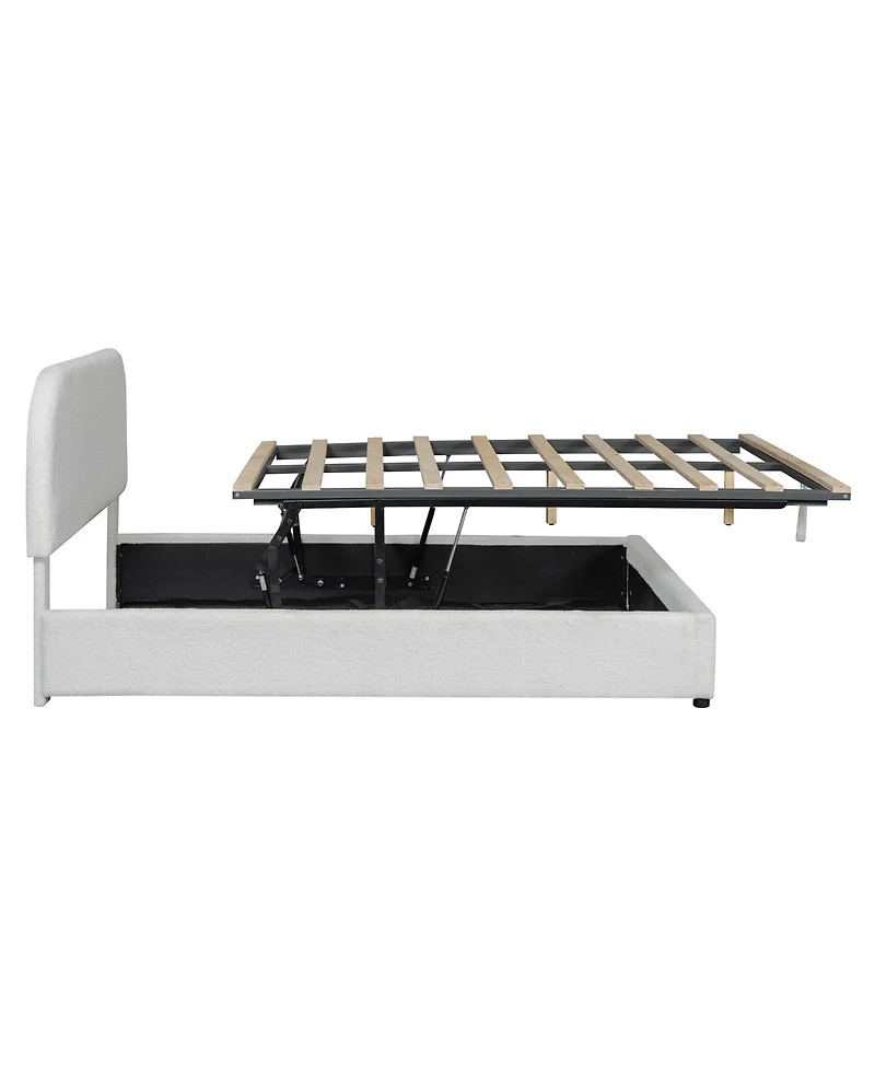 Streamdale Teddy Fleece Platform Bed with Hydraulic Storage