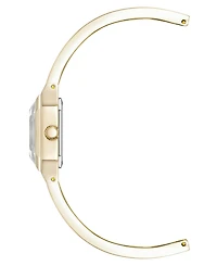 Anne Klein Women's Quartz Premium Crystal Black Enamel and Gold-Tone Alloy Metal Bangle Watch, 23mm