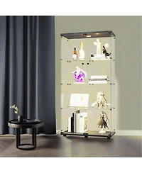 Streamdale Lighted Glass Display Cabinet with Shelves, Black