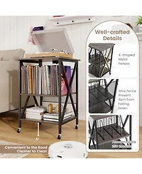Record Player Stand Vinyl Record Storage Table Holds Up to 121 Vinyl Records