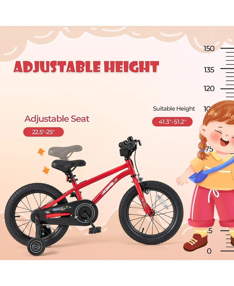 Hongge 16-Inch Kids' Bike with Handbrake, Coaster Brake, and Bell for Ages 4-7