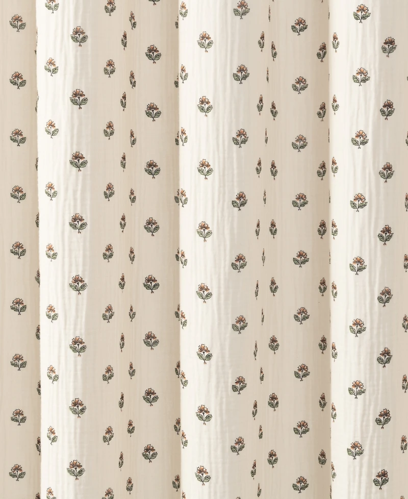 Peri Home Block Print Gauze Cotton Shower Curtain, 72" x 72"