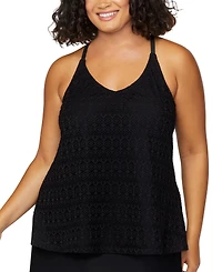 Island Escape Plus Size Crochet Racer-Back Tankini, Exclusively at Macy's