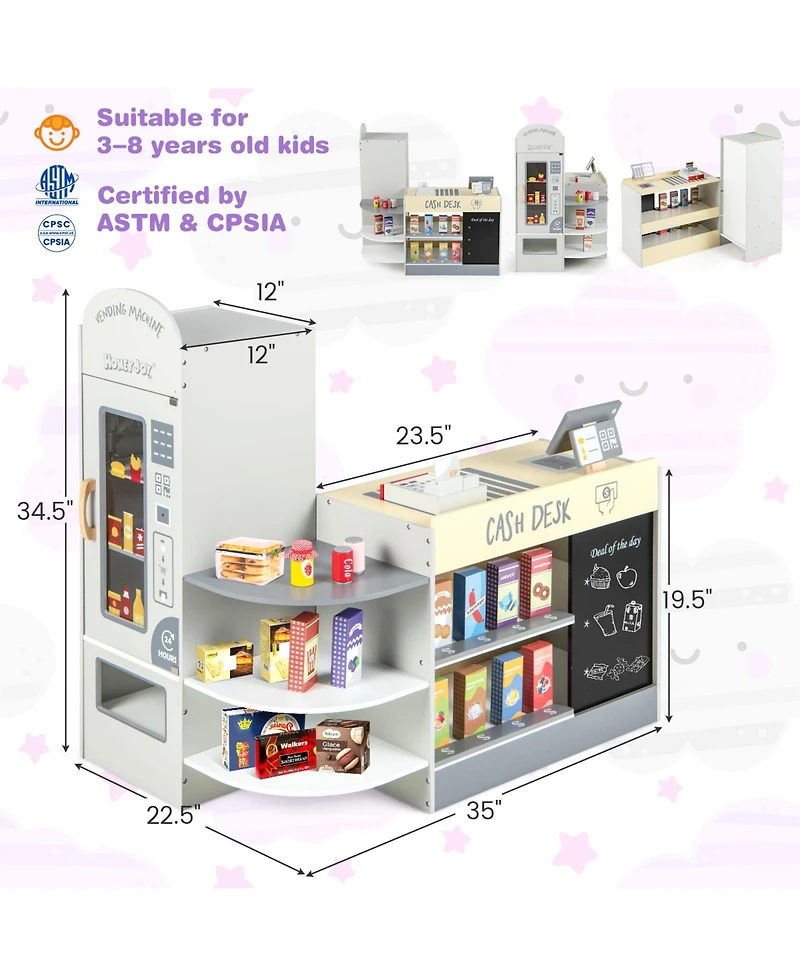 Hongge Kids Grocery Store Playset with Cash Register Pos Machine