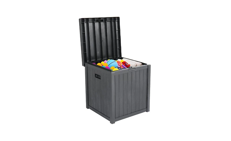 Slickblue 51 Gallon Outdoor Garden Plastic Storage Deck Box – Waterproof & Lockable Chest for Tools, Cushions, and Toys