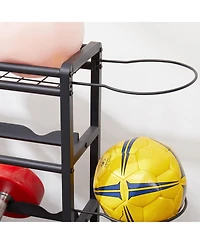 Streamdale 4-Tier Metal Sports Gear Organizer with Rolling Wheels
