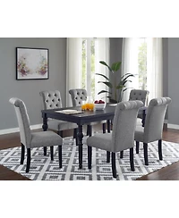Streamdale Urban Style Wood Dark Wash Turned-Leg Dining Set Table and 6 Chairs