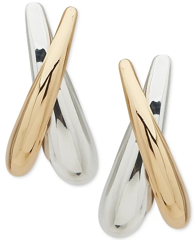 Anne Klein Two-Tone Polished Tapered Crossover Statement Earrings