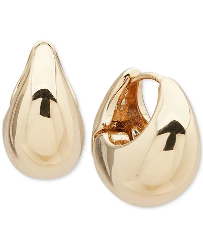 Anne Klein Gold-Tone Polished Tapered Chunky Small Huggie Hoop Earrings, 0.69"