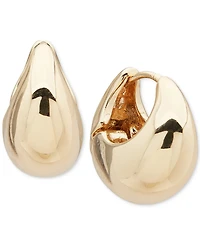 Anne Klein Gold-Tone Polished Tapered Chunky Small Huggie Hoop Earrings, 0.69"