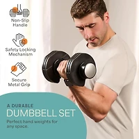 LifePro 25Lbs Adjustable Dumbbells - 6-in-1, Compact, Quick Adjust for Full Body Home Gym