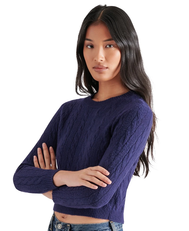 Steve Madden Women's Jeany Bow Back Cable Knit Sweater