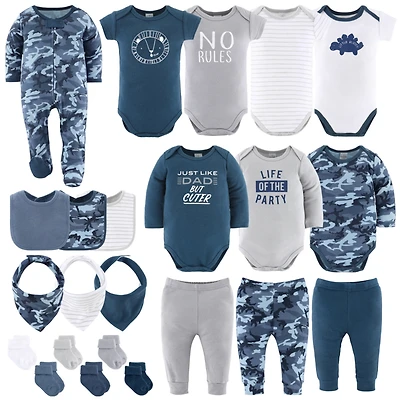 The Peanutshell Baby Boys Layette Gift Set Boys, Blue Camo, 23 Essential Pieces,