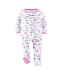 The Peanutshell Baby Girls Dino Footed Sleepers for Girls, 3 Pack
