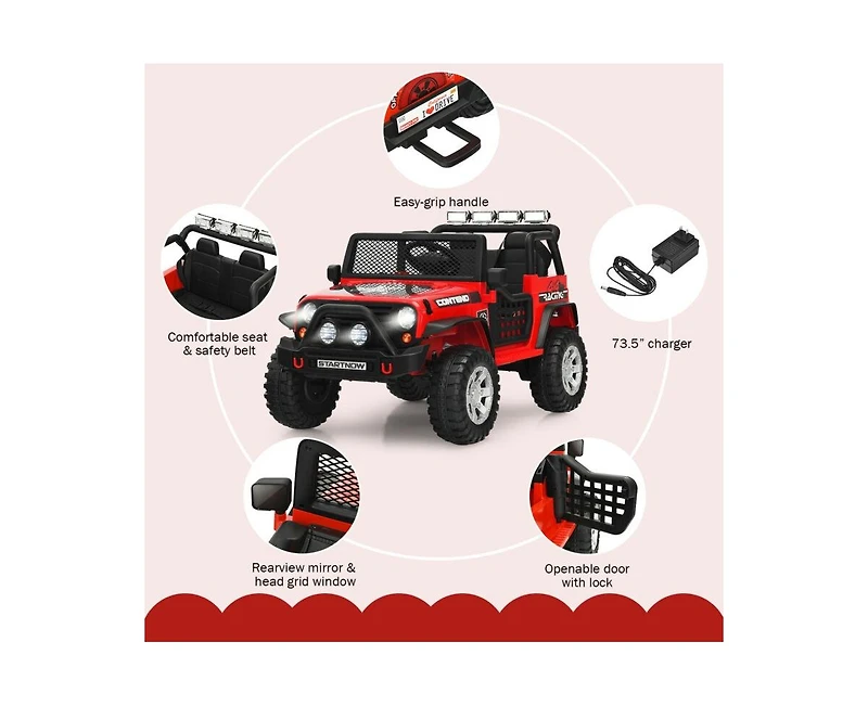 Hongge 12V Kids Electric Ride-On Truck with Remote Control, Lights, and Music