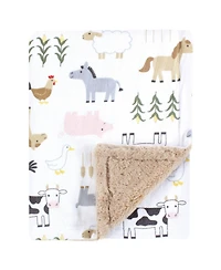 Hudson Baby Boys Velvety Plush Blanket with Fuzzy Trim and Soft Underside