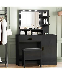 gaomon Vanity Desk, Makeup Vanity Desk with Mirror & Lights-3 Lighting Modes, Large Drawers