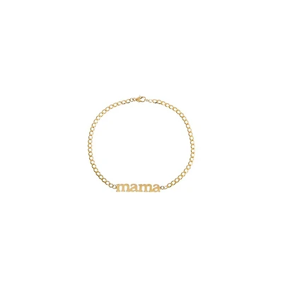 Solid Lowercase Mama Plate Cuban Chain Bracelet 14K